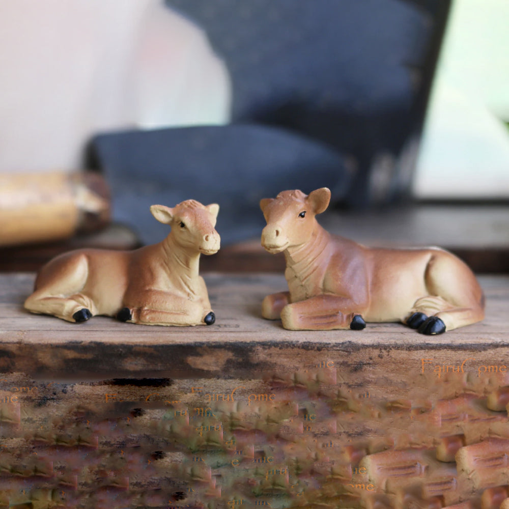 Miniature Cow Figurines - Set of 2