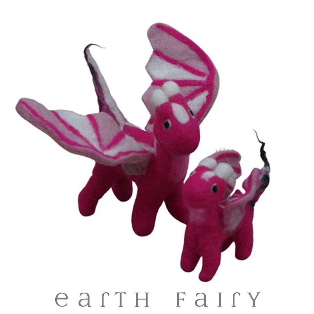 Dragon, Large, Pink, from The Hand Felted Wool Toy Collection by Earth Fairy