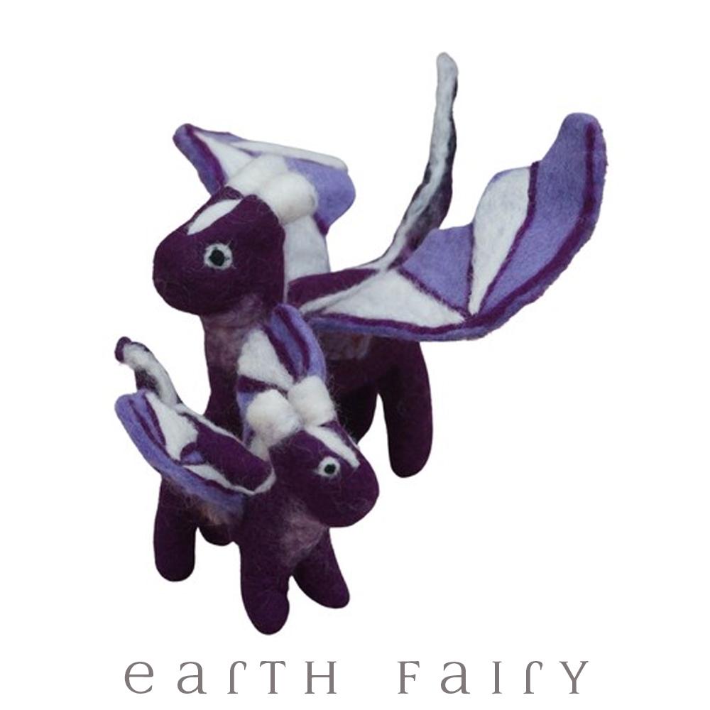 Dragon, Large, Purple, from The Hand Felted Wool Toy Collection by Earth Fairy