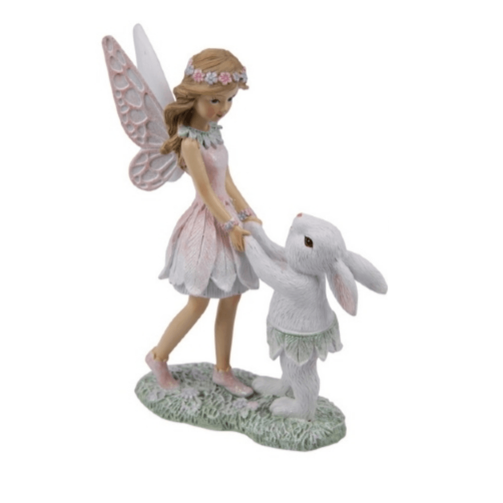 Forest Fairy with Rabbit Ornamental Figurines Earth Fairy Set of Two 