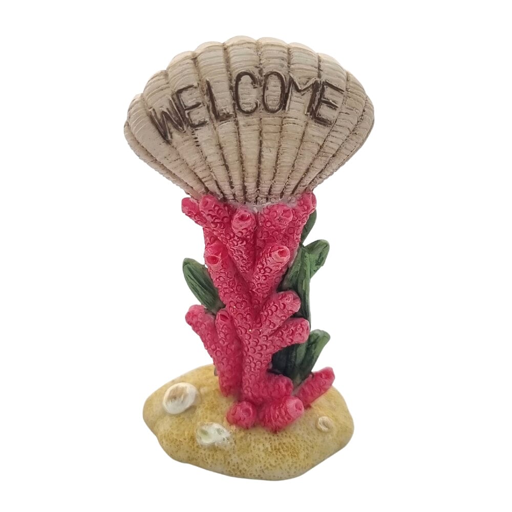 Coral Shell Welcome SIgn Fairy Garden Signs The Mystical Mermaid Collection 
