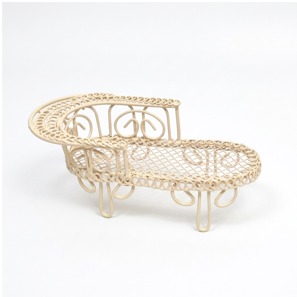 Metal Chaise Lounge - Cream