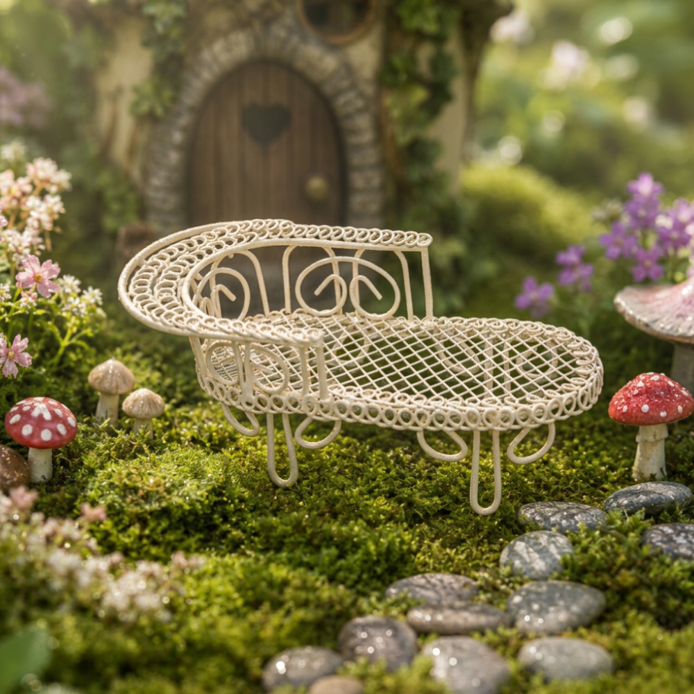 Metal Chaise Lounge - Cream