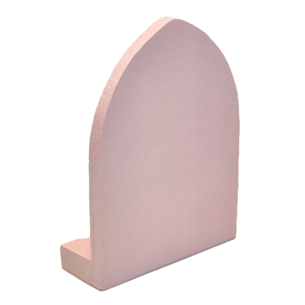 Rear view of pink glitter arched fairy door showing plain back - Earth Fairy
