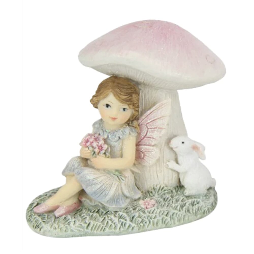 Flower Garden Fairy Resting Under a Mushroom Fairy Garden Figurines The Flower Garden Collection 