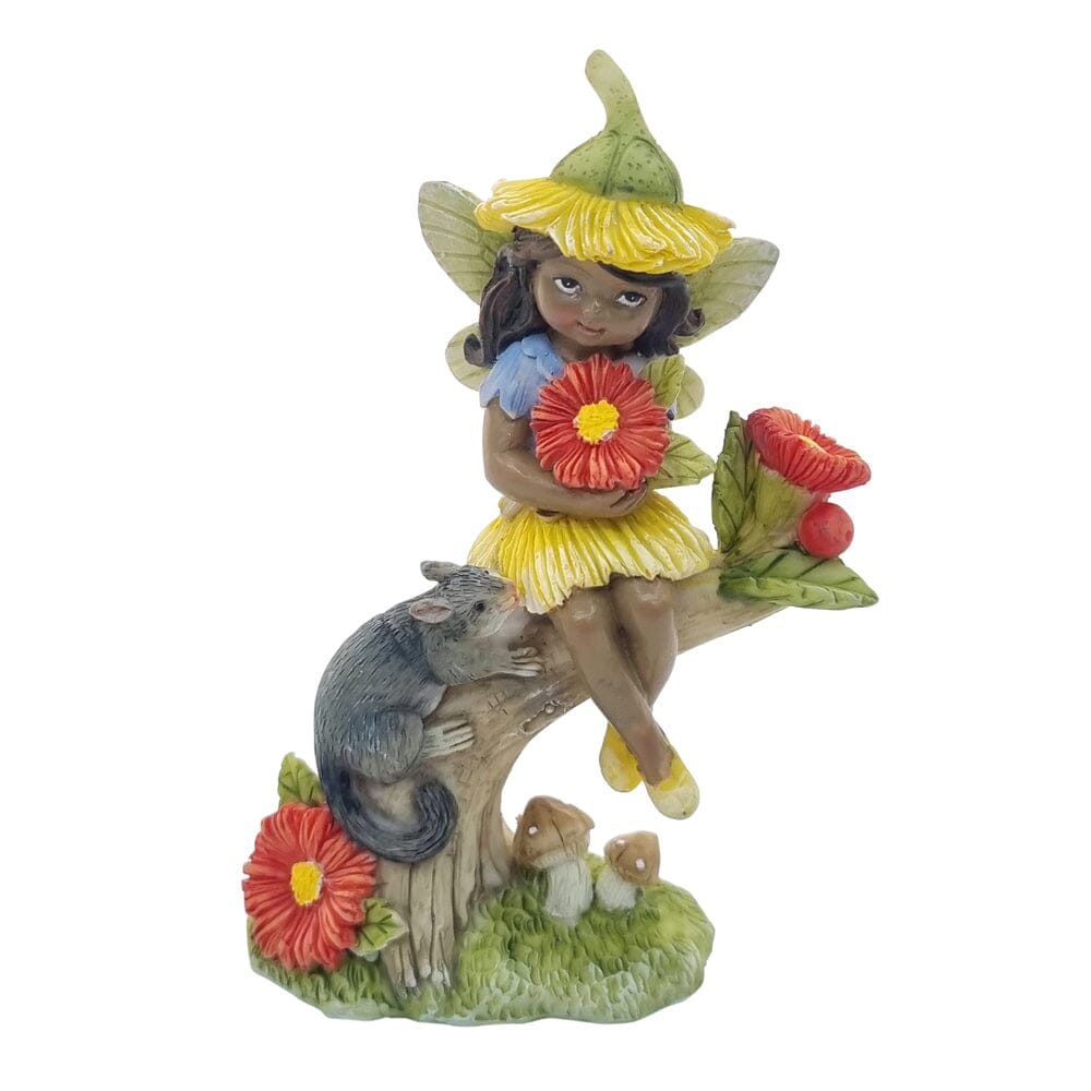 Gum Blossom Fairy with Possum Fairy Garden Figurines The Flower Garden Collection Gum Blossom Fairy with Possum 