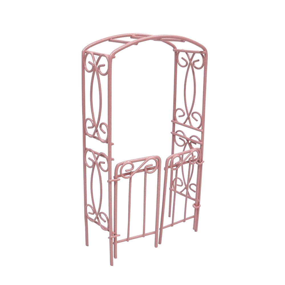 Metal Garden Arbour with Gate - Pink