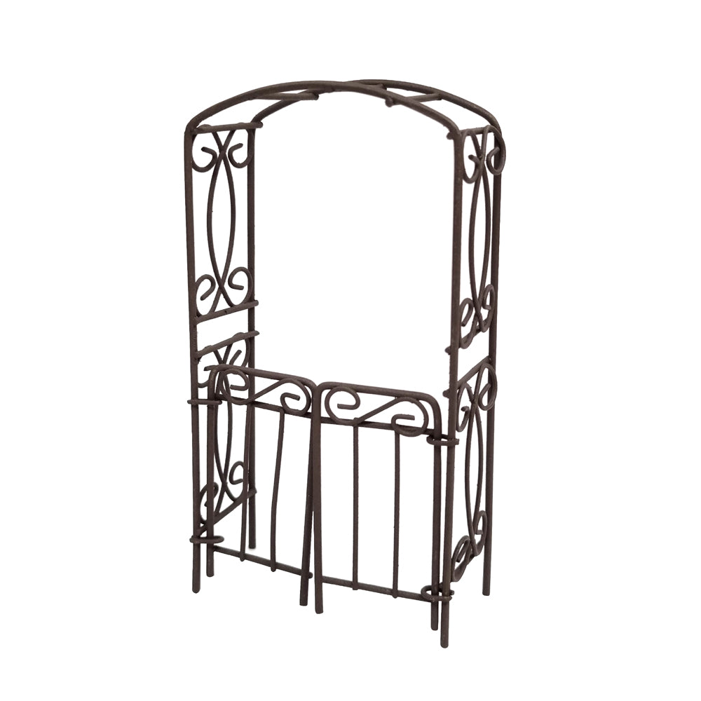 Metal Garden Arbour with Gate - Rust Brown