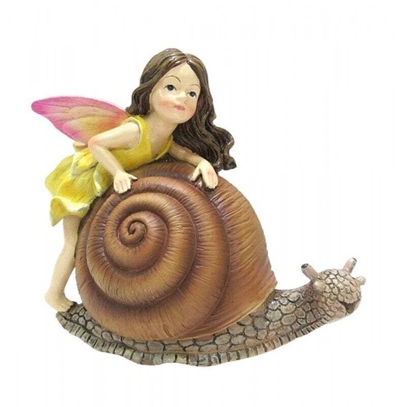 Fairy Piggybacking on Snail Fairy Figurines Earth Fairy 