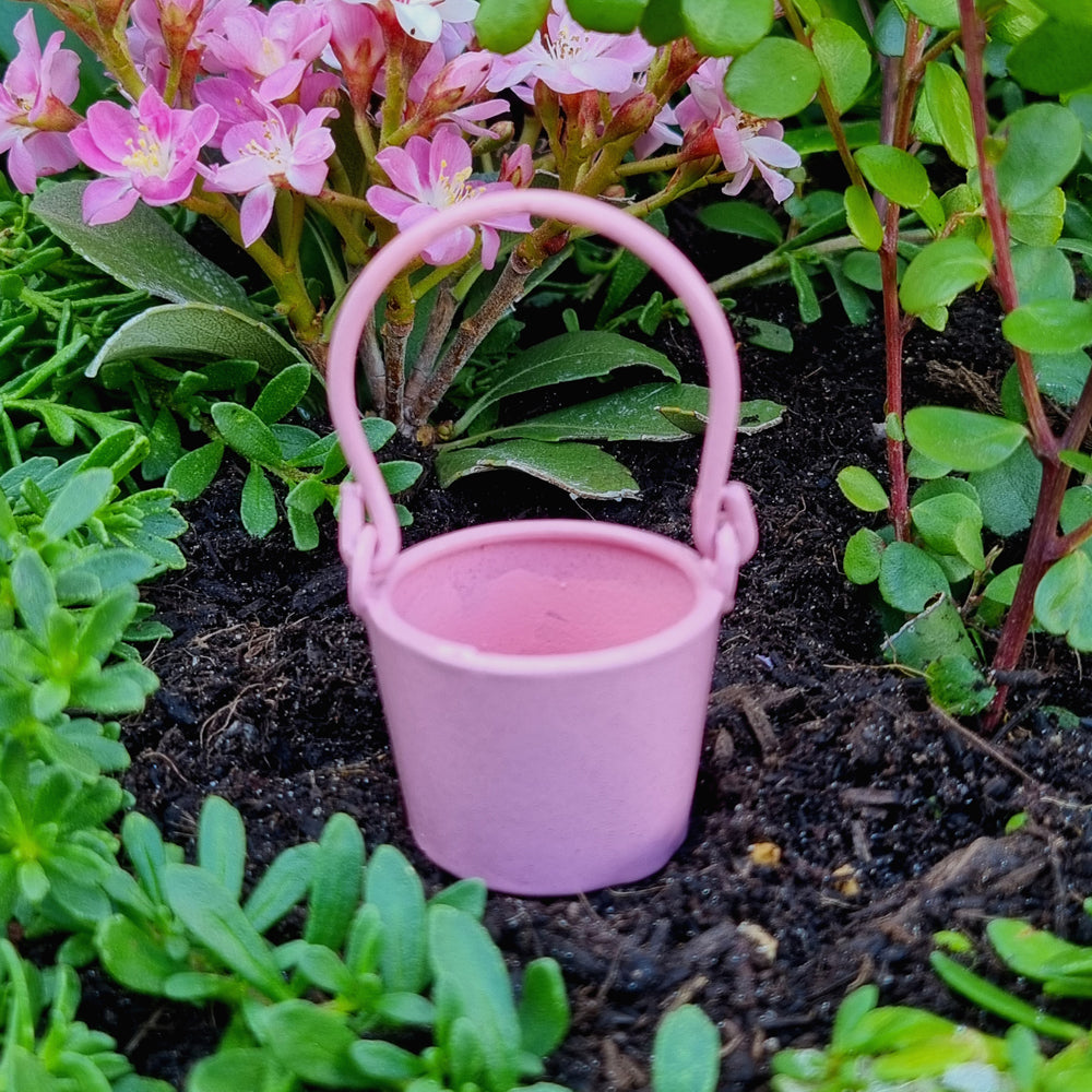 Pink Metal Bucket | Fairy Garden Accessories | Earth Fairy