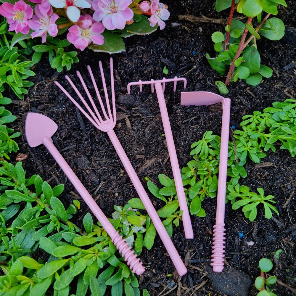 Pink Metal Garden Tools 4pc Set
