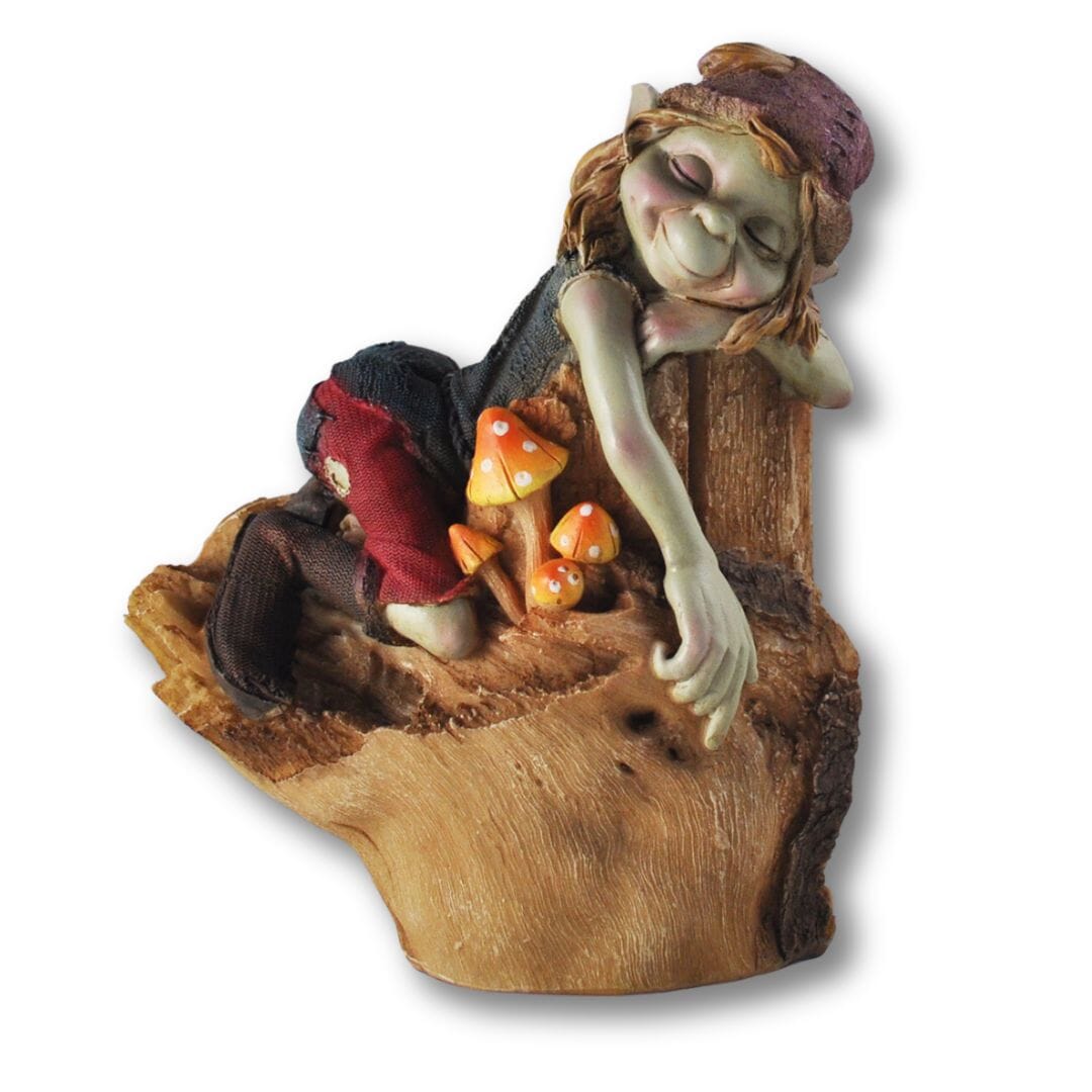 Pixies on Logs - Set of 2 Gnomes, Pixies, Trolls & Elves Earth Fairy 