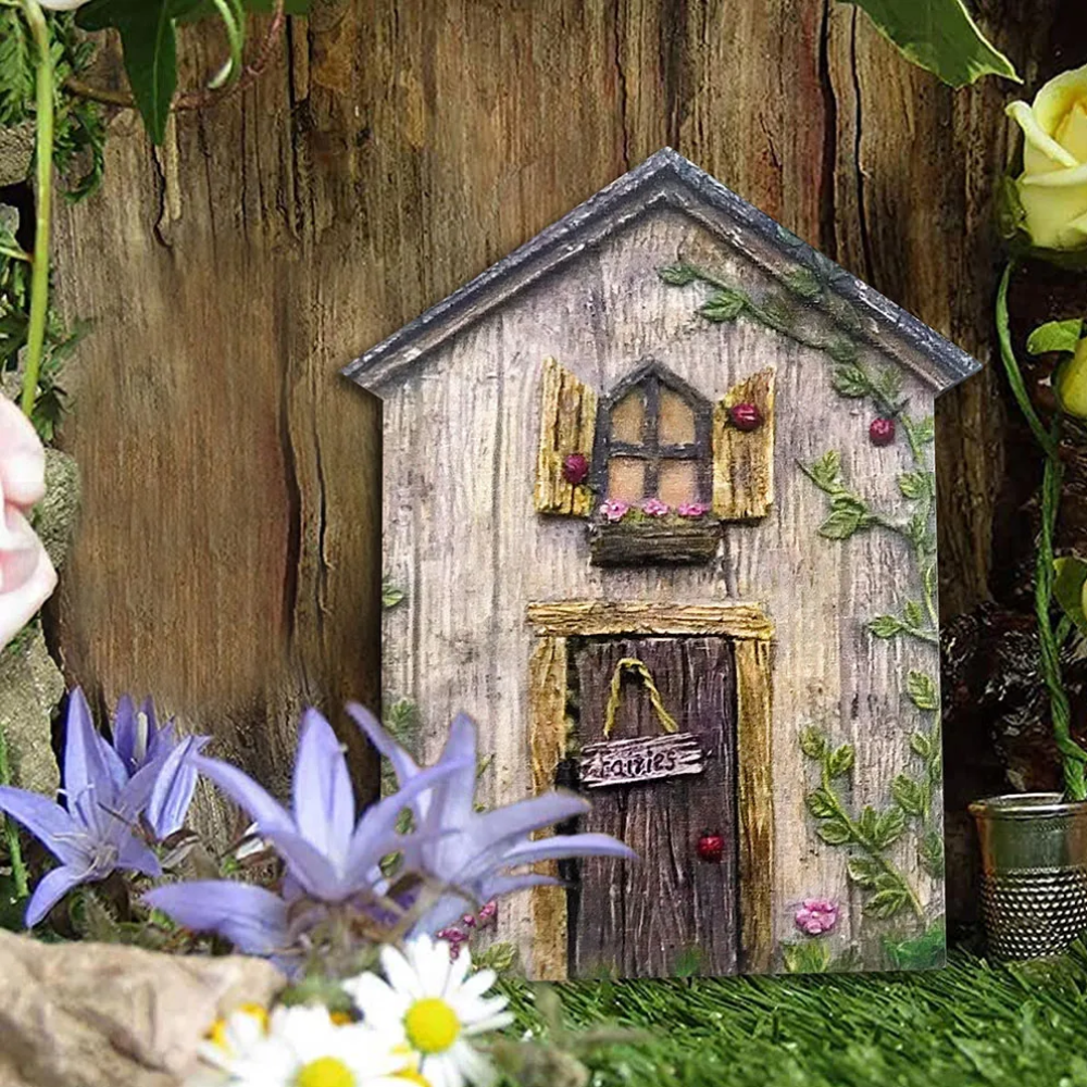 Printed Weathered Cottage Fairy Door MDF Plaque
