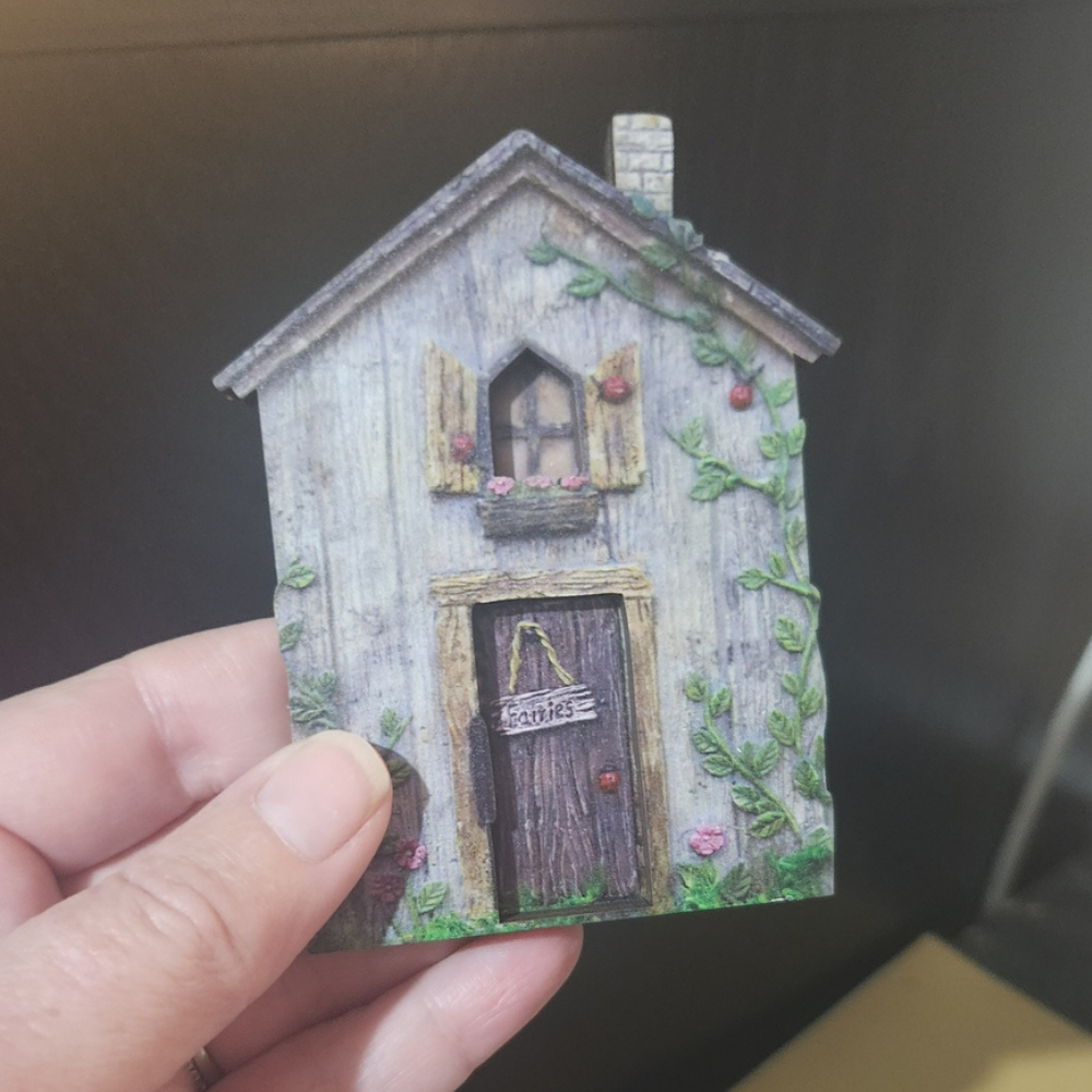 Printed Weathered Cottage Fairy Door MDF Plaque