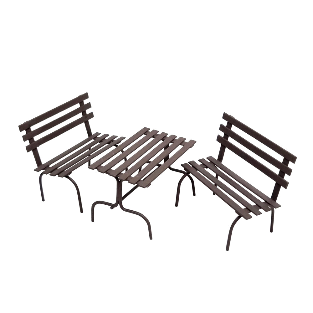 Rust Metal Park Bench Set - 3pcs