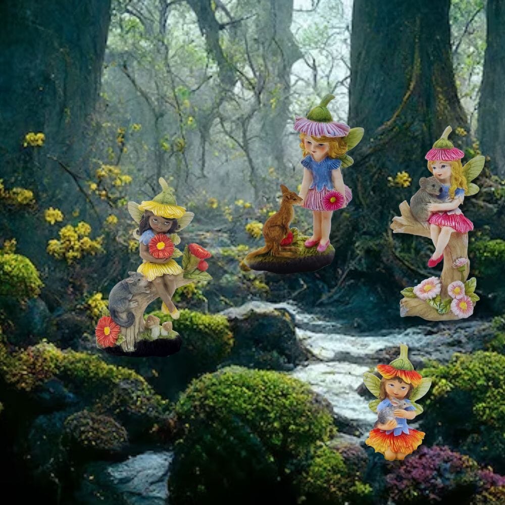 Gum Blossom Fairies - Set of 4 Fairy Garden Figurines The Flower Garden Collection 