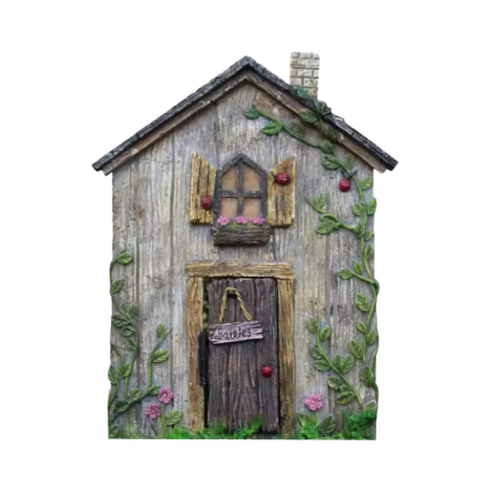 Printed Weathered Cottage Fairy Door MDF Plaque