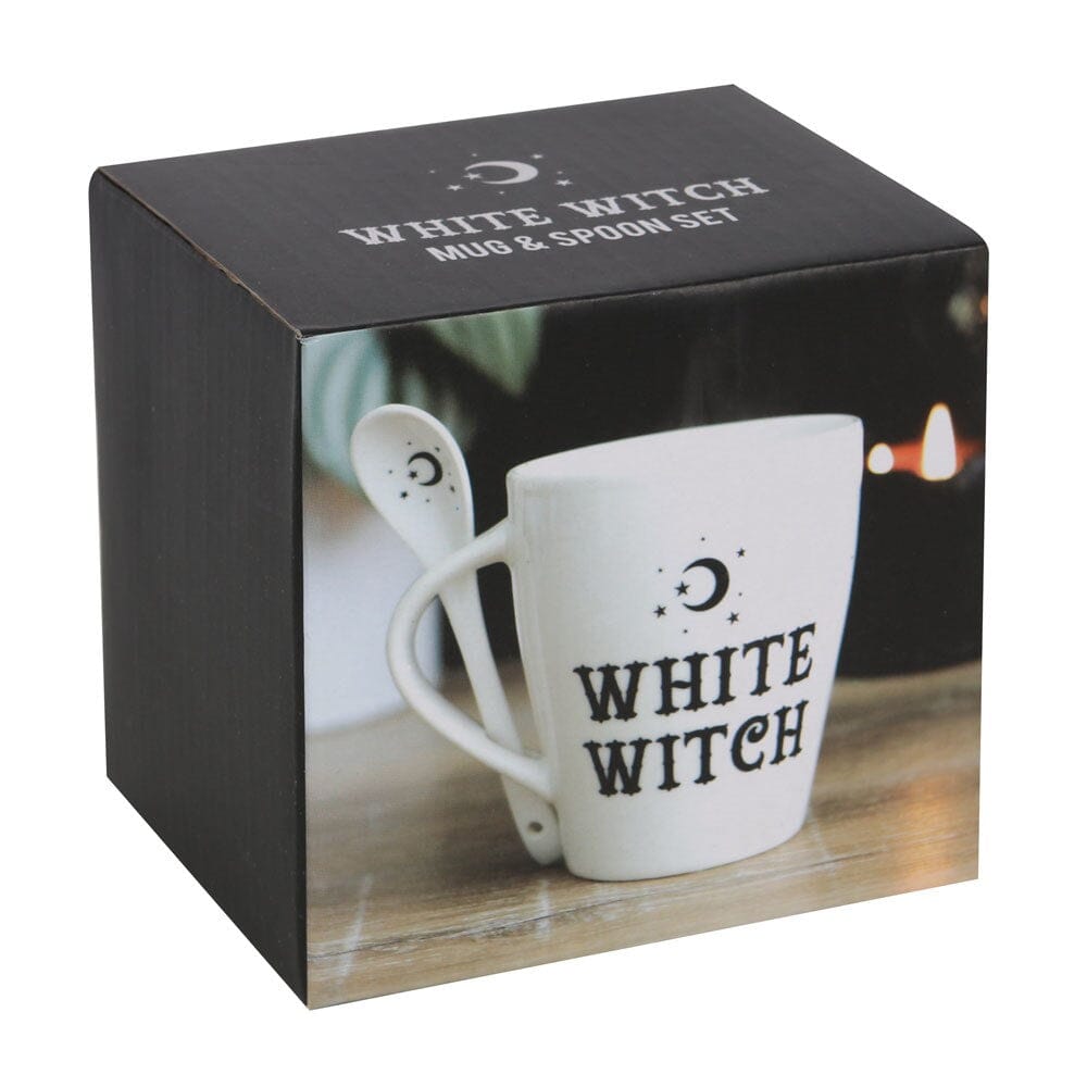 White Witch Mug and Spoon Set Gifts &amp; Decor Earth Fairy 
