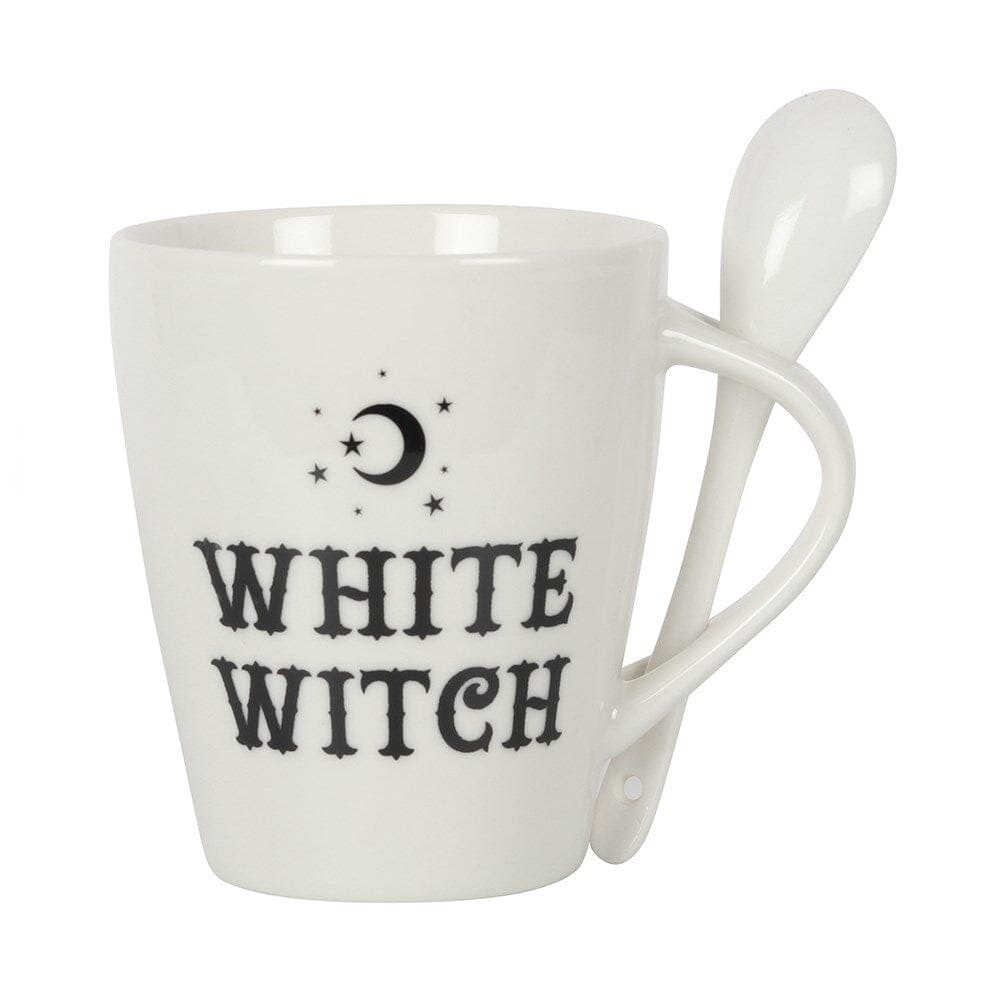 White Witch Mug and Spoon Set Gifts &amp; Decor Earth Fairy 