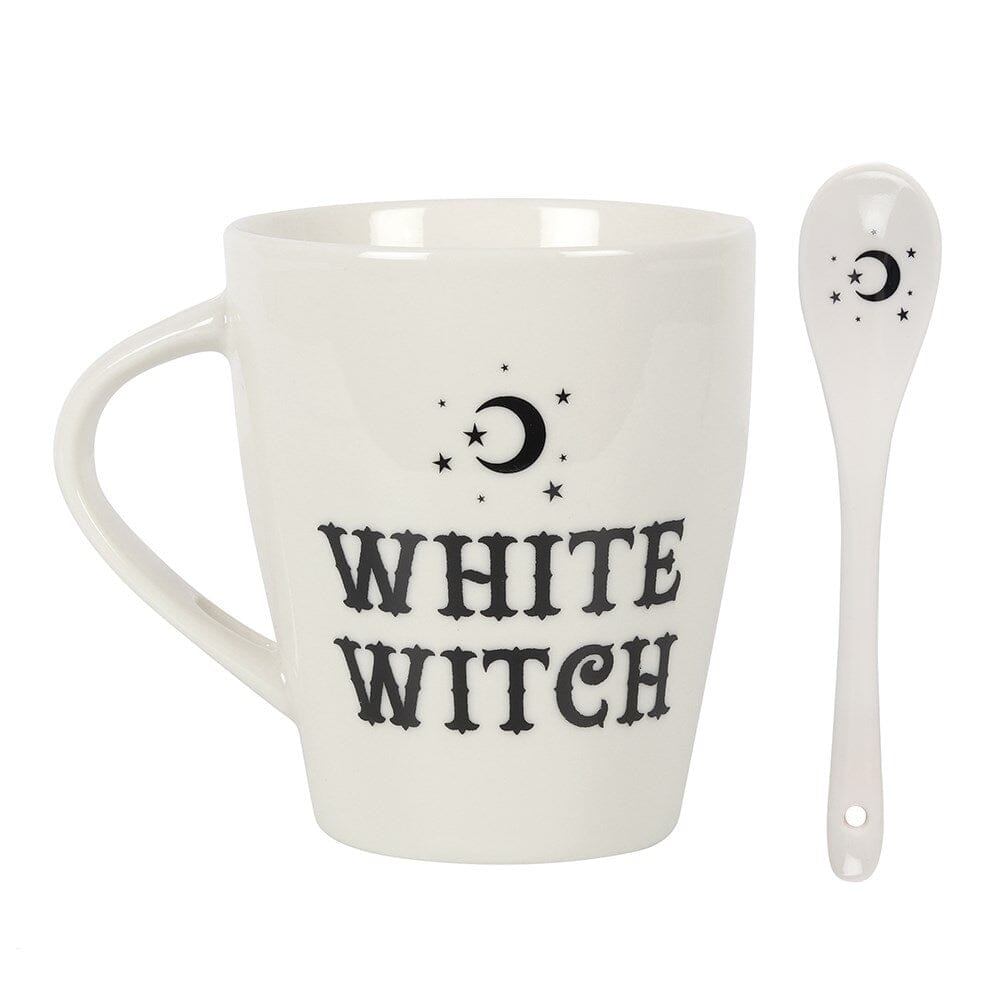 White Witch Mug and Spoon Set Gifts &amp; Decor Earth Fairy 