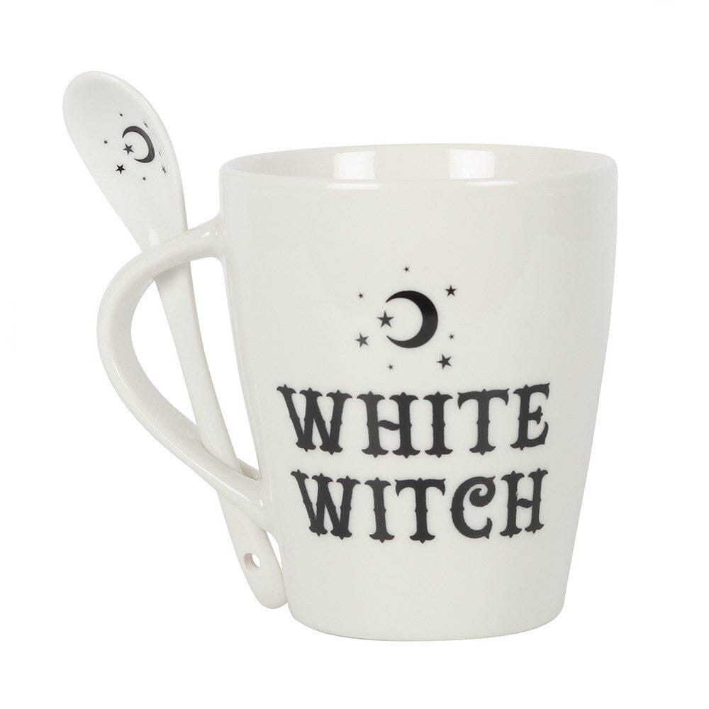 White Witch Mug and Spoon Set Gifts &amp; Decor Earth Fairy 