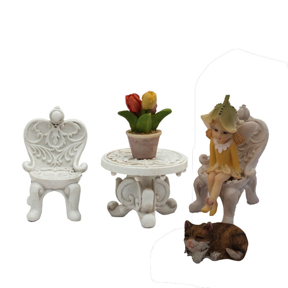 5pc Antique Style Furniture Set Fairy Garden Furniture Earth Fairy 5pc Furniture Set with Fairy 