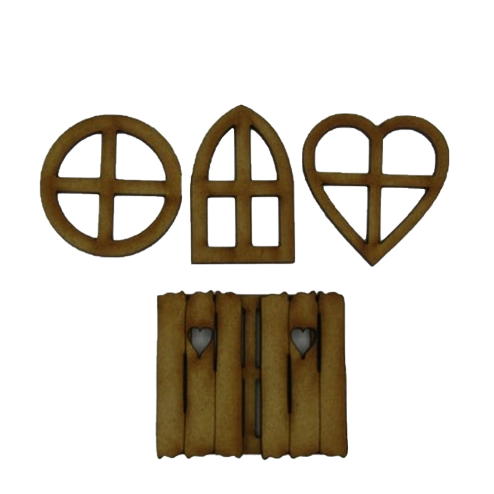 DIY Mini Wooden Windows - Set of 4 Fairy Garden Accessories Earth Fairy 