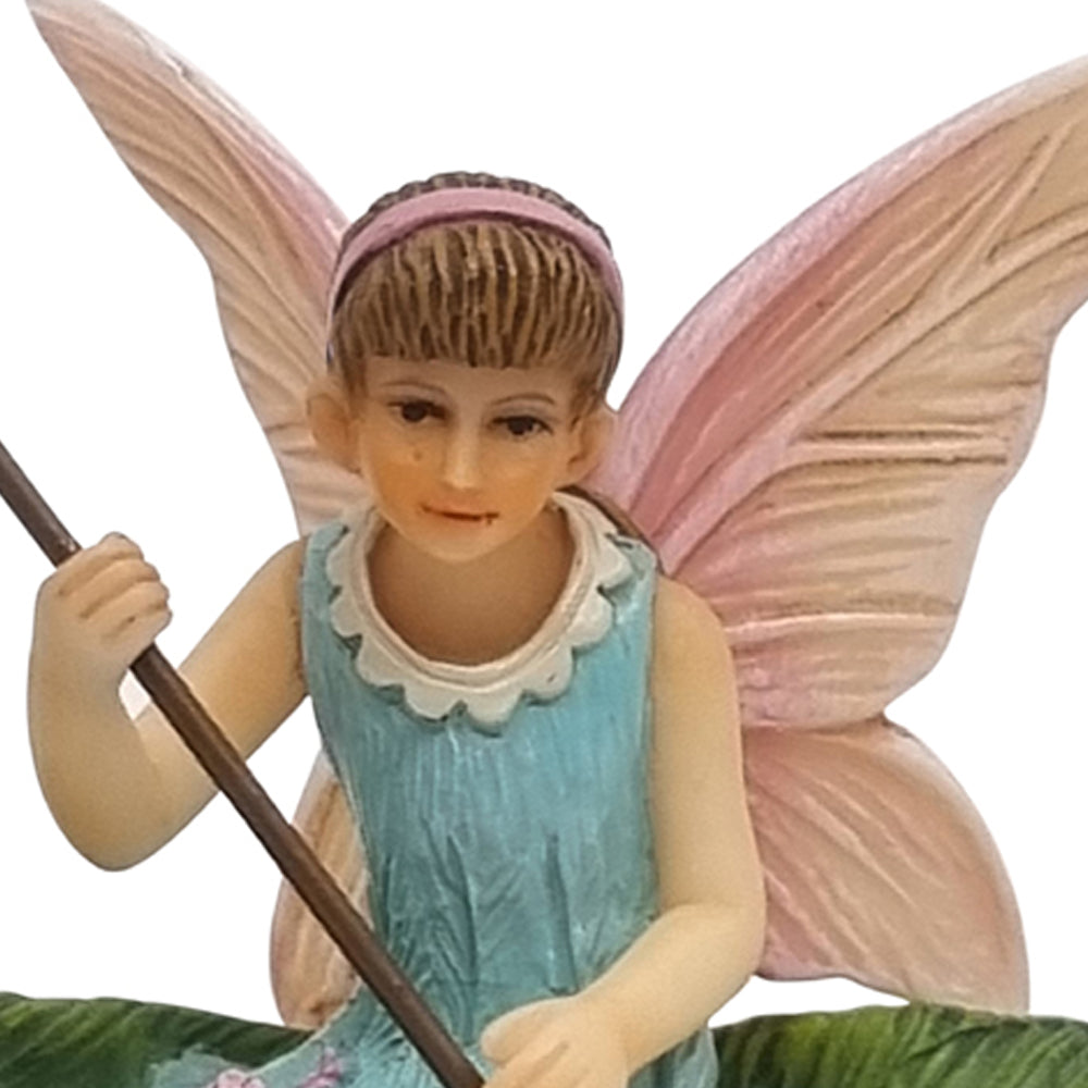 Fairy Mila in a Leaf Boat Fairy Garden Figurines The Willow Collection 