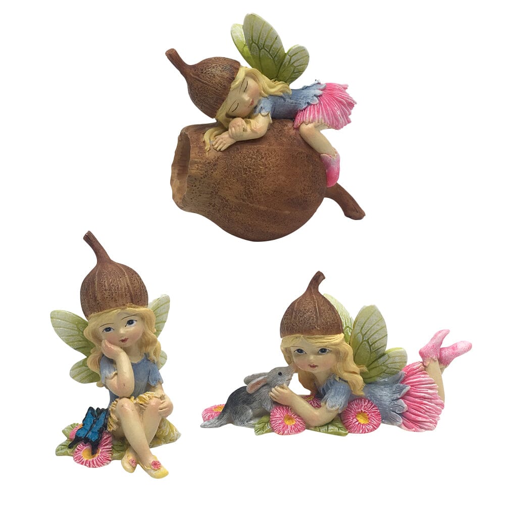 Flower Garden Gumnut Fairies - Set of 3 Fairy Garden Figurines The Flower Garden Collection 