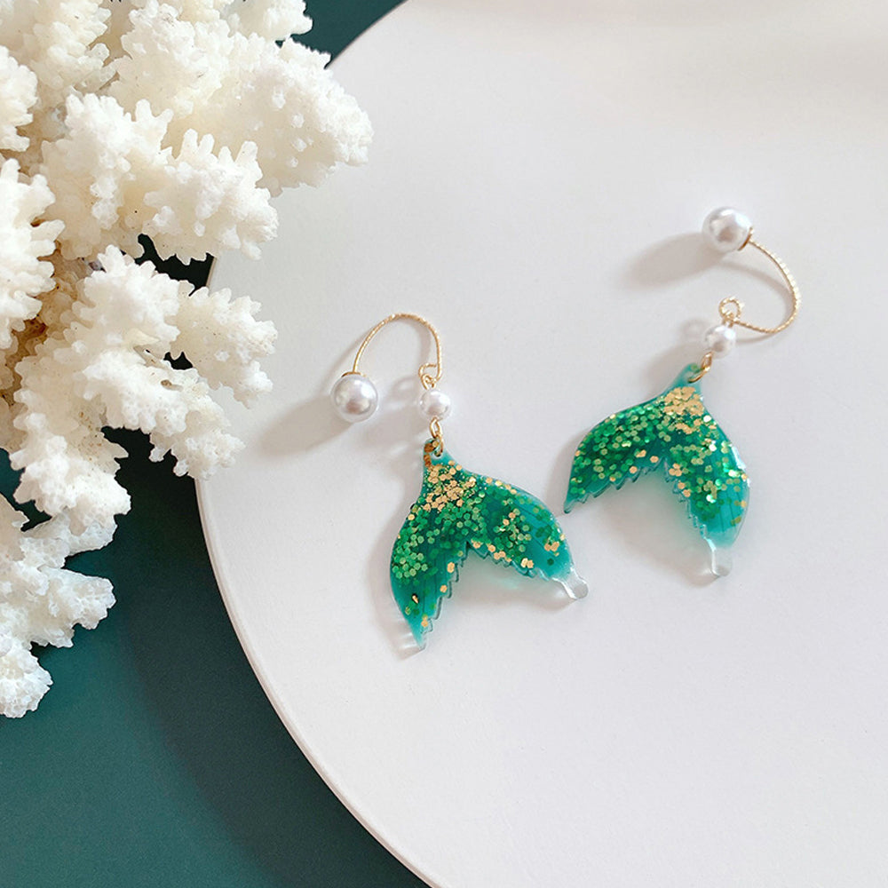 Mermaid Earrings - Emerald Jewellery Earth Fairy Pierced 