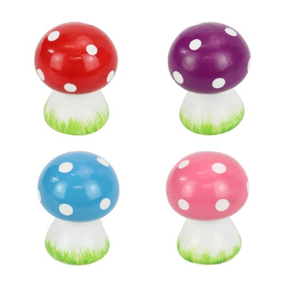 Miniature Colourful Mushrooms - Set of 4 Figurines