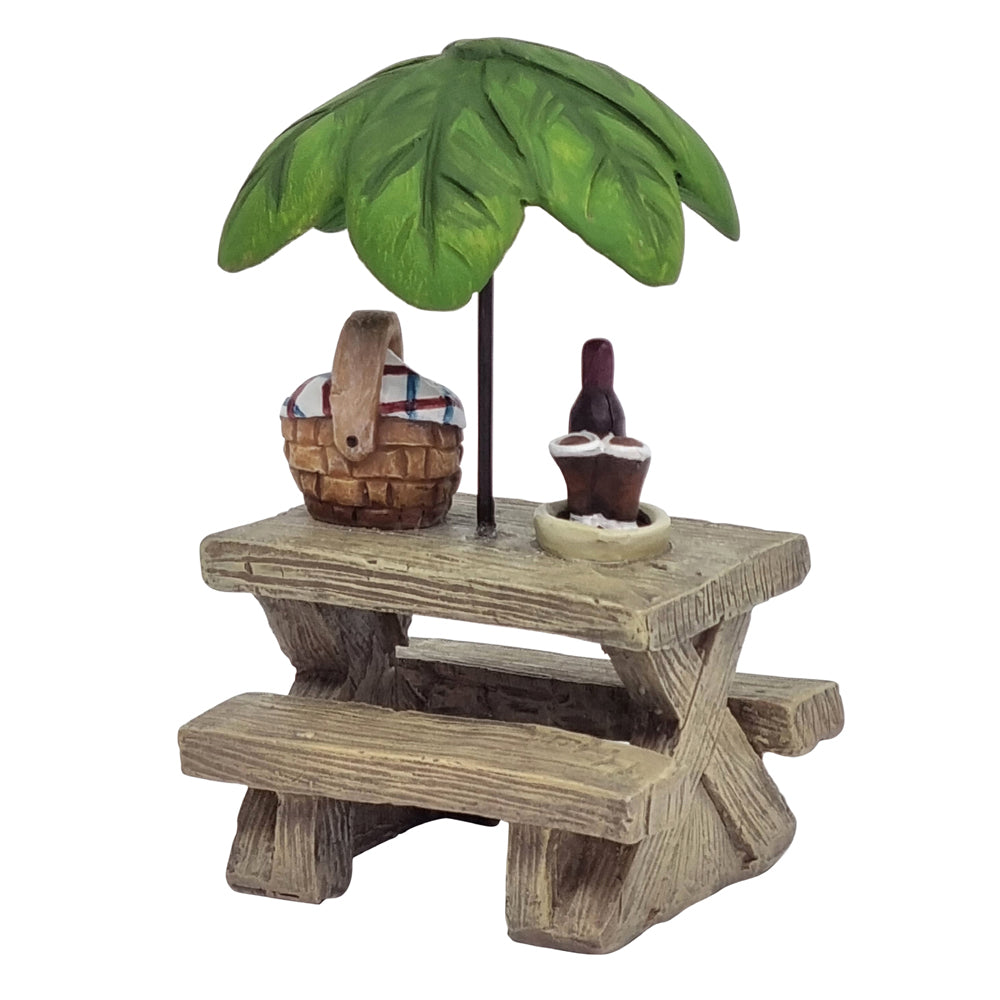 Picnic Table Set with Umbrella Fairy Garden Furniture The Willow Collection 