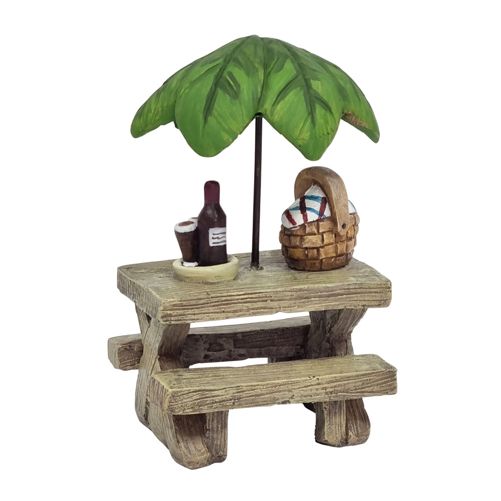 Picnic Table Set with Umbrella Fairy Garden Furniture The Willow Collection 