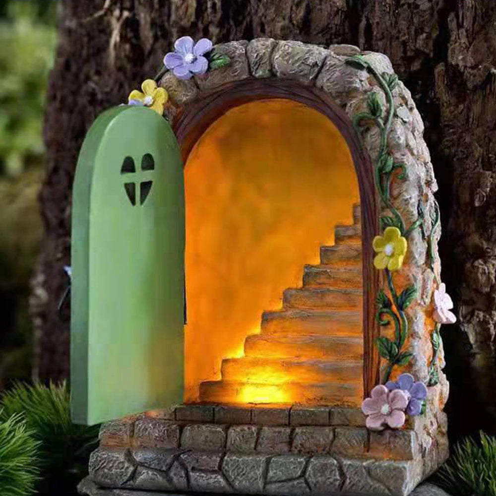 Light Up Secret Stairs Fairy Door with Opening Door Fairy Doors, Windows &amp; Mailboxes Earth Fairy 