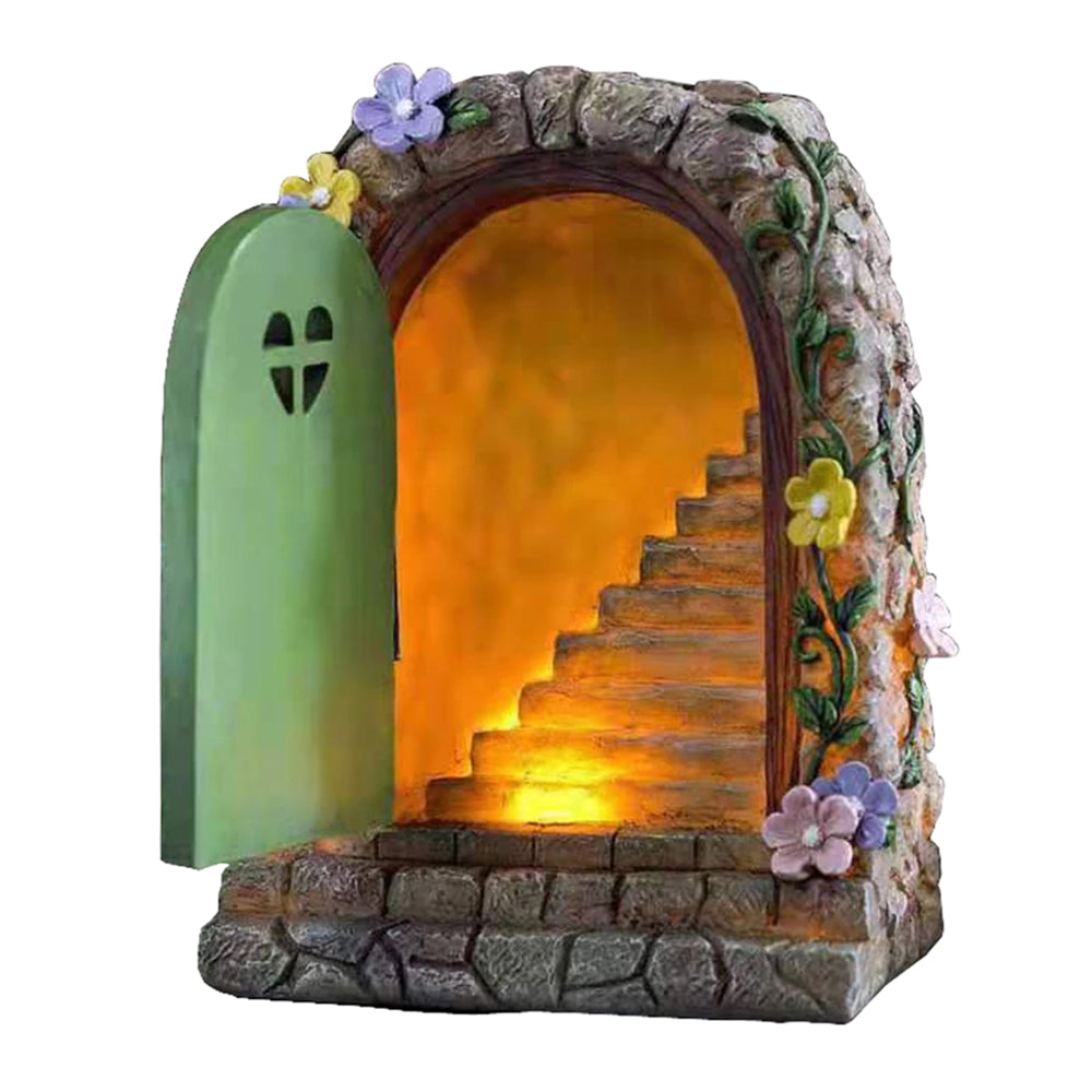 Light Up Secret Stairs Fairy Door with Opening Door Fairy Doors, Windows &amp; Mailboxes Earth Fairy 