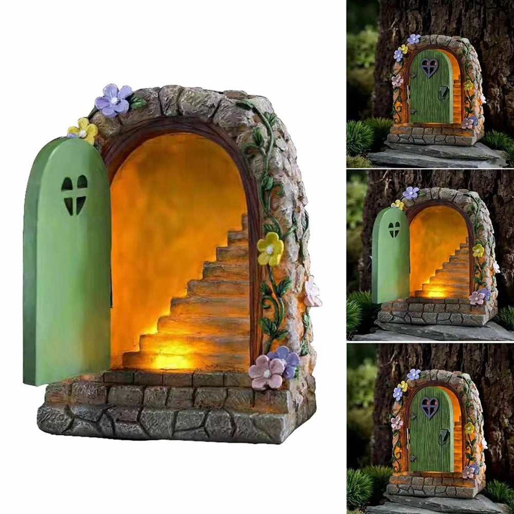 Light Up Secret Stairs Fairy Door with Opening Door Fairy Doors, Windows &amp; Mailboxes Earth Fairy 