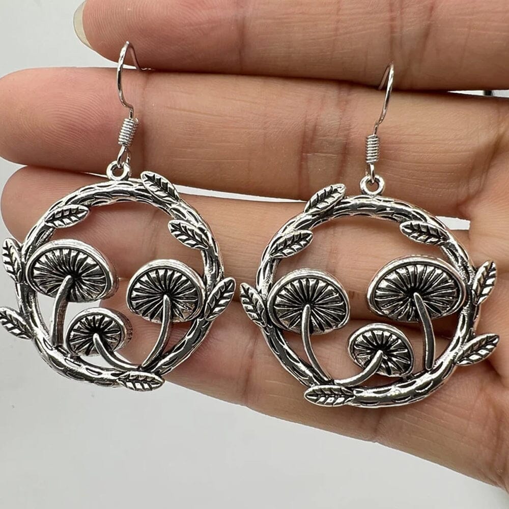 Silver Mushroom Earrings Jewellery Earth Fairy 