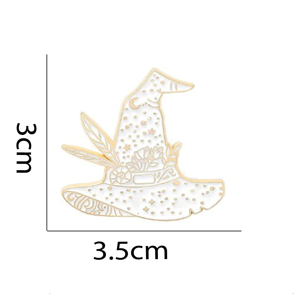 White Witch Hat Enamel Pin Jewellery Earth Fairy 
