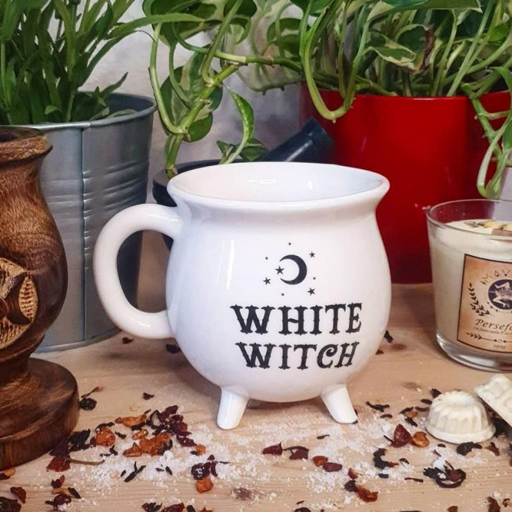 White Witch Cauldron Mug Fairy Garden Accessories Earth Fairy 