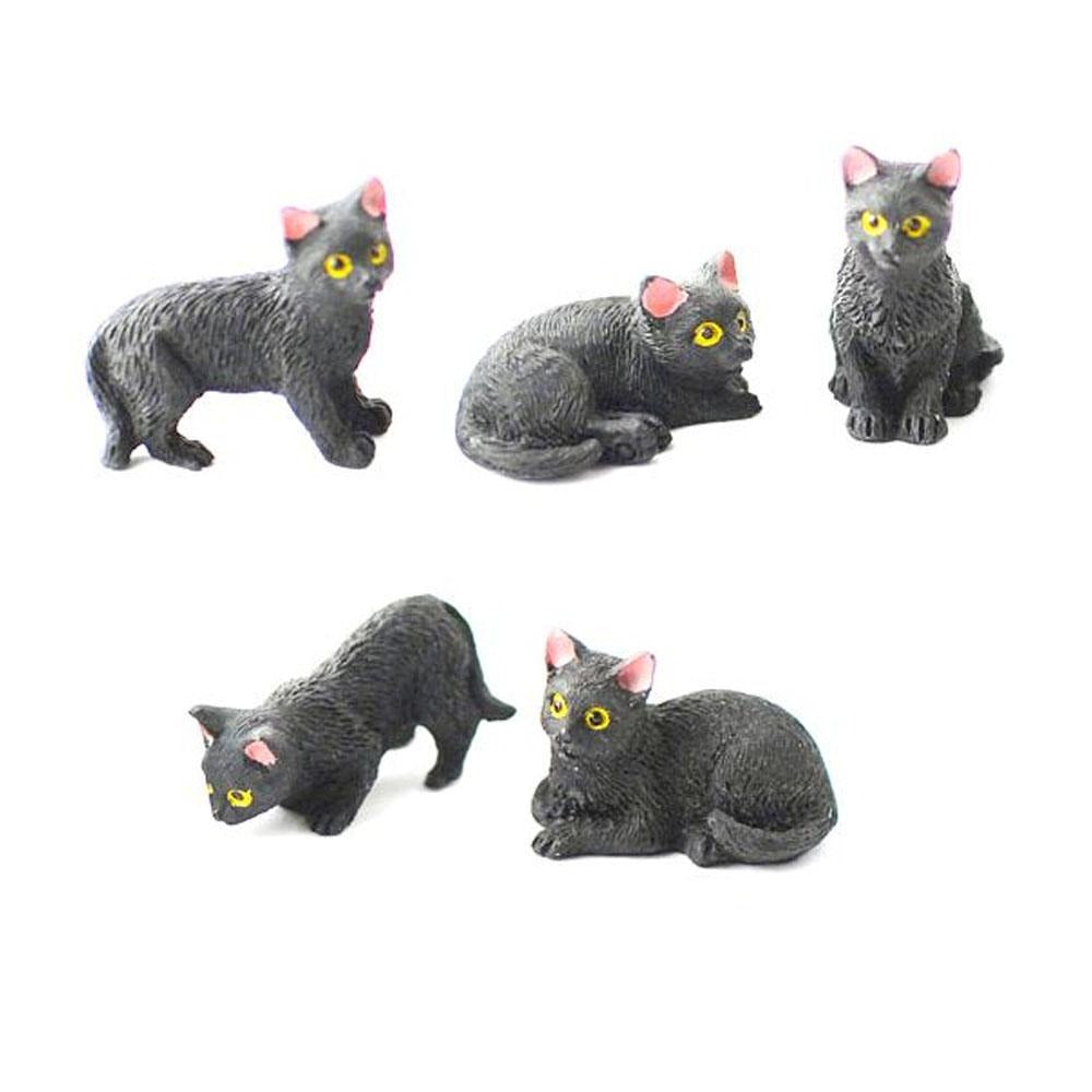 Black Cats - Set of 5 Fairy Garden Animals Earth Fairy 