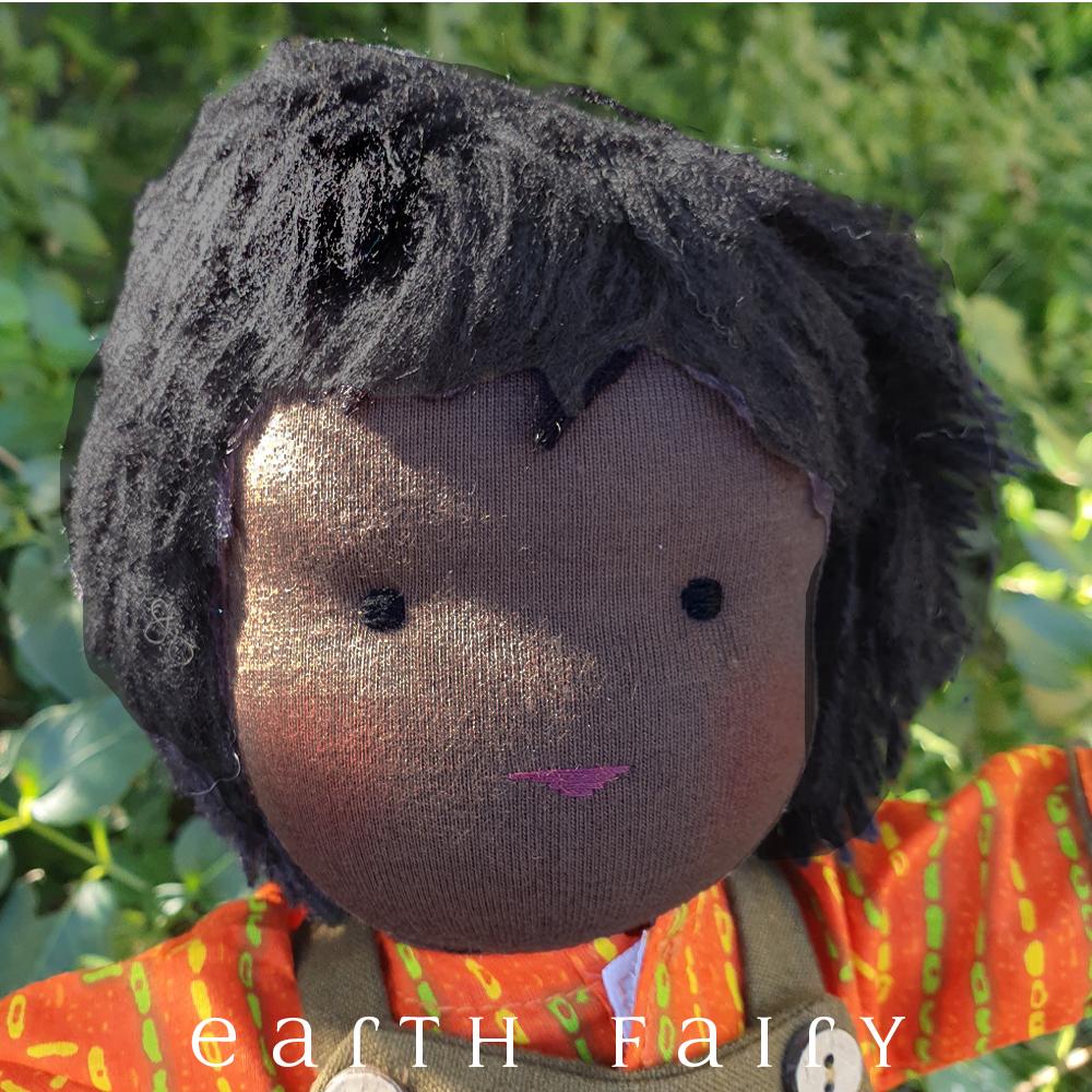 Black Hair &amp; Black Eyes - Steiner Waldorf Boy Doll, from The Waldorf Doll Collection by Earth Fairy