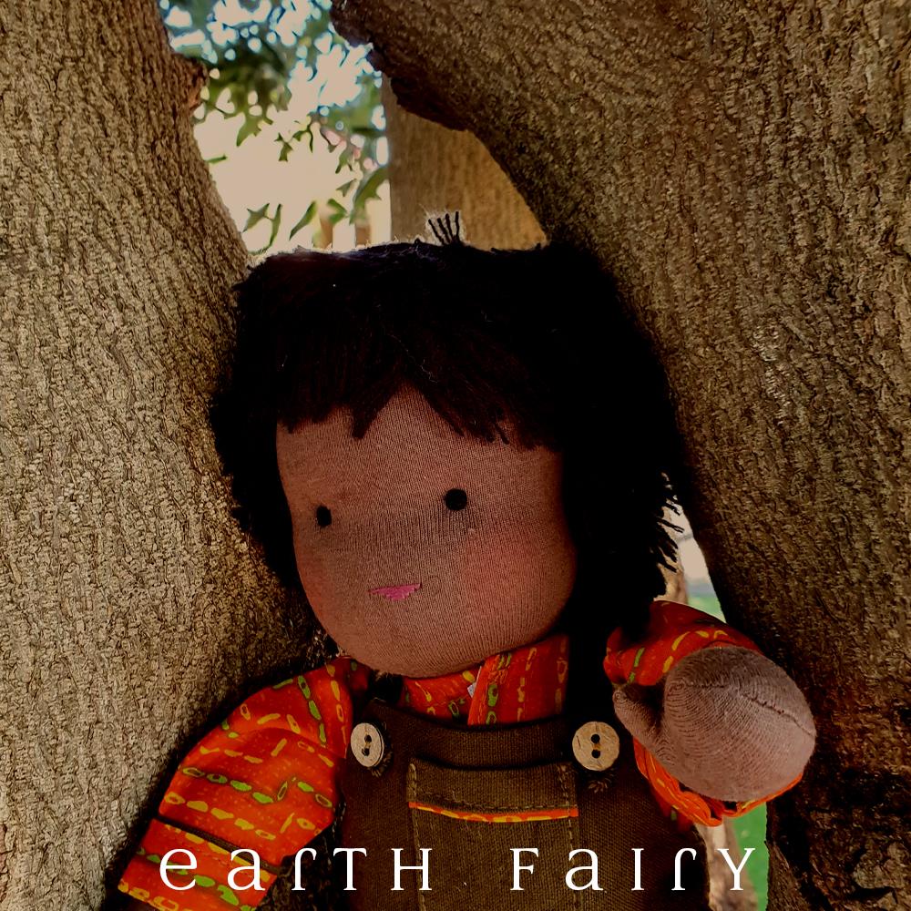 Black Hair &amp; Black Eyes - Steiner Waldorf Boy Doll, from The Waldorf Doll Collection by Earth Fairy