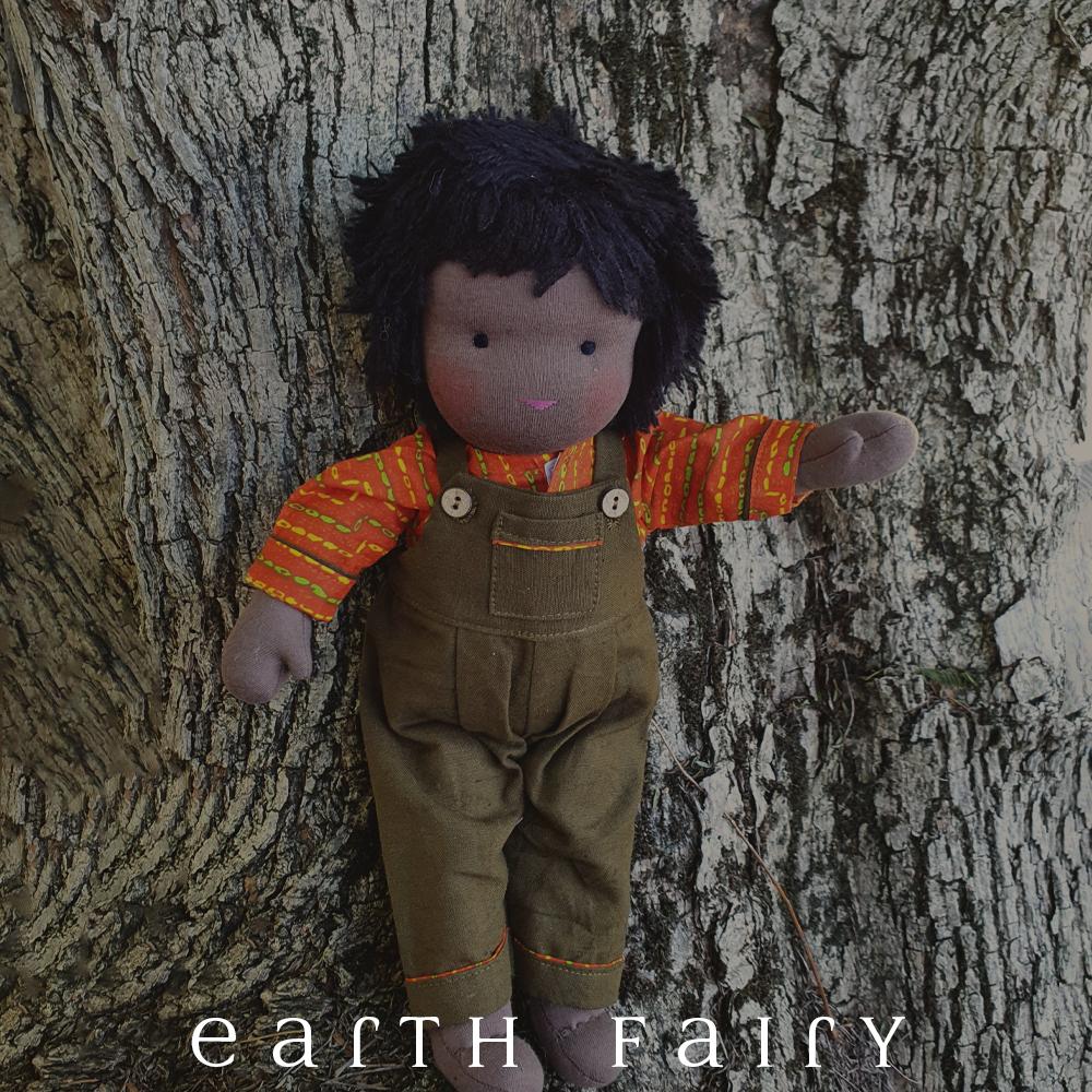 Black Hair & Black Eyes - Steiner Waldorf Boy Doll, from The Waldorf Doll Collection by Earth Fairy