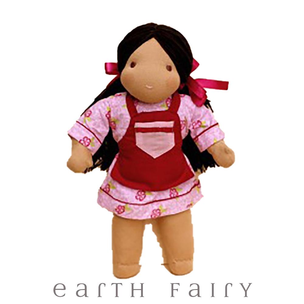 Black Hair & Brown Eyes - Waldorf Steiner Girl Doll from The Waldorf Steiner Doll Collection by Earth Fairy