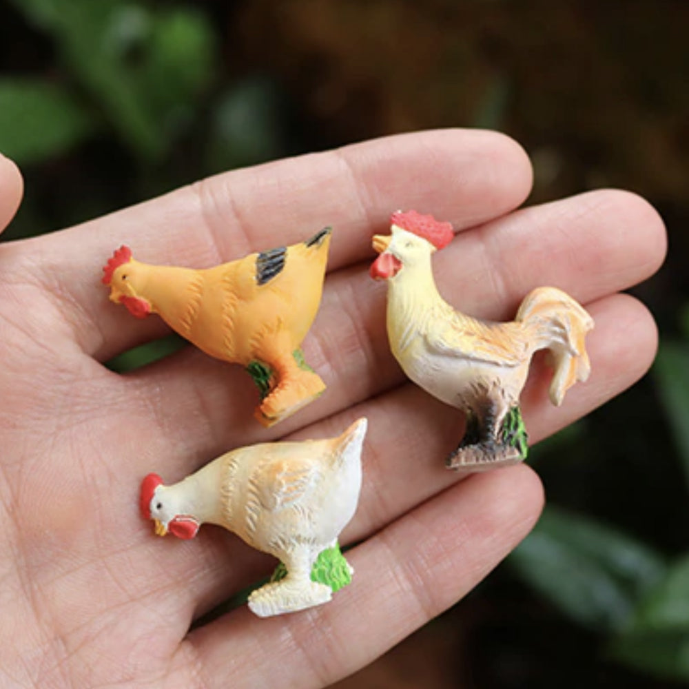 Miniature Chicken Family Figurines