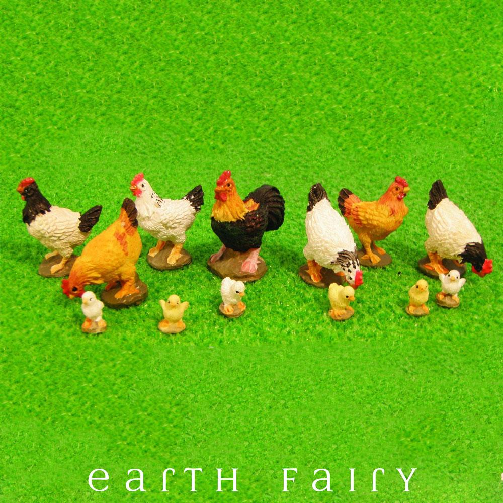 Chickens - Set of 13 | Fairy Garden Miniatures & Collectibles - Australia | Earth Fairy