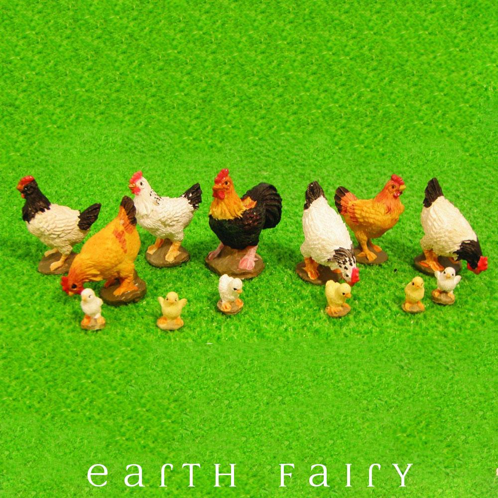 Chickens - Set of 13 | Fairy Garden Miniatures & Collectibles - Australia | Earth Fairy