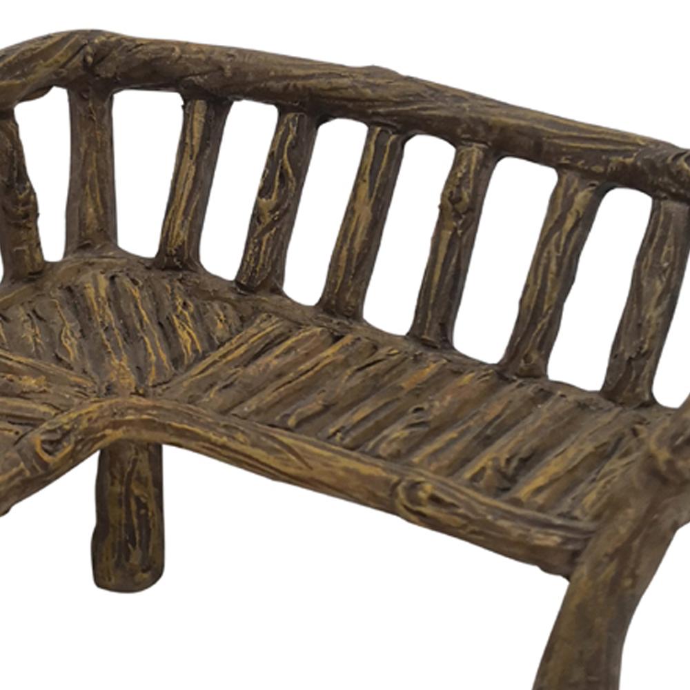 Close up View of the Corner Bench, a miniature resin fairy garden piece