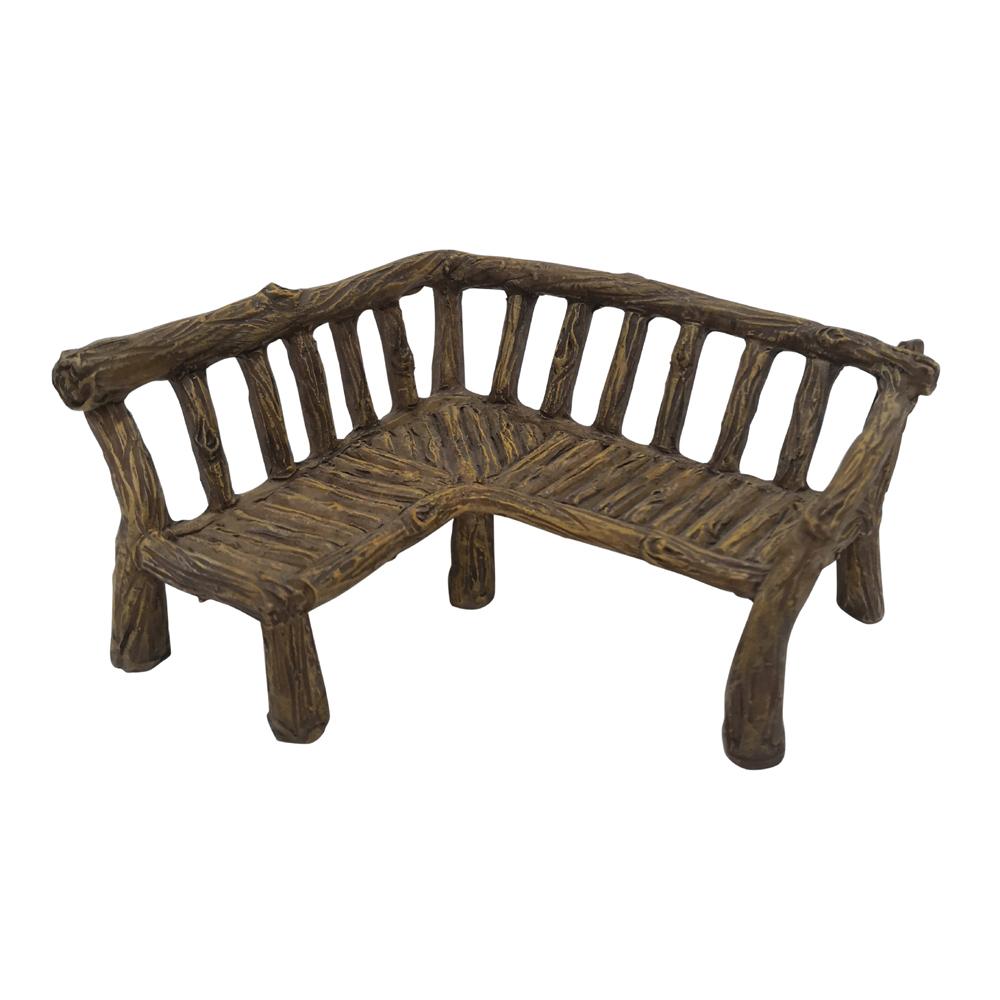 Corner Bench, a miniature resin fairy garden furniture piece for the garden
