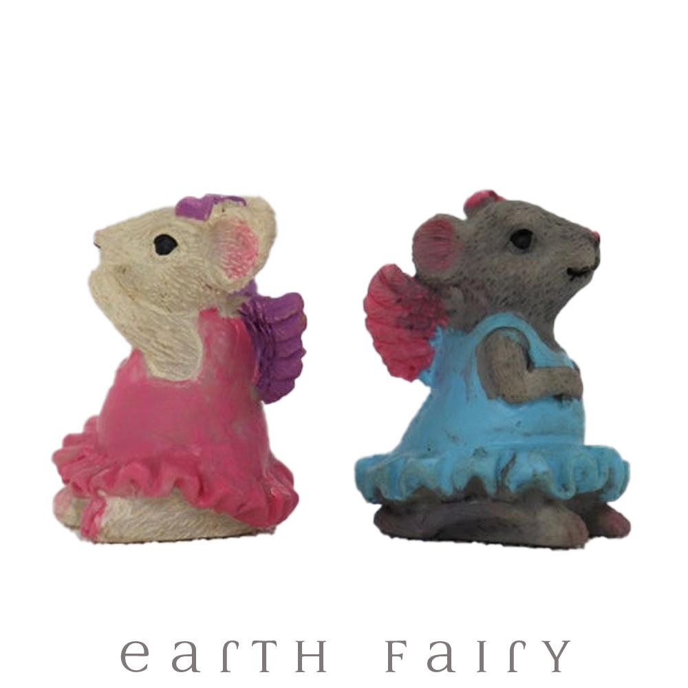 Dancing Sisters, set of 2 Miniature Mice FIgurines, from The Earth Fairy Animal Figurine Collection